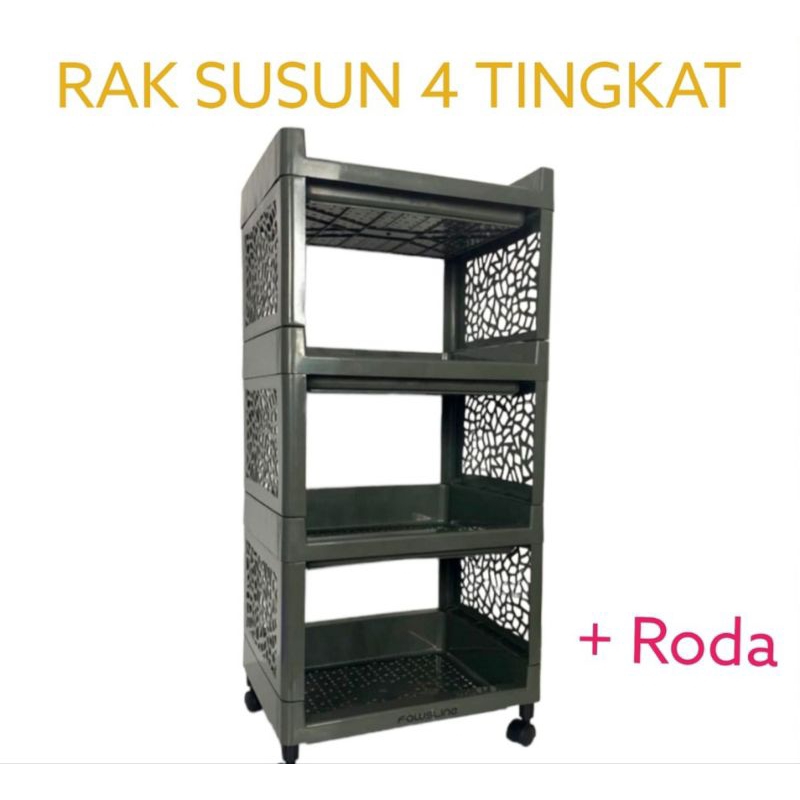 A - rak plastik 4 susun beroda RAK YOYO multifungsi rak roda 4 tingkat yoyo