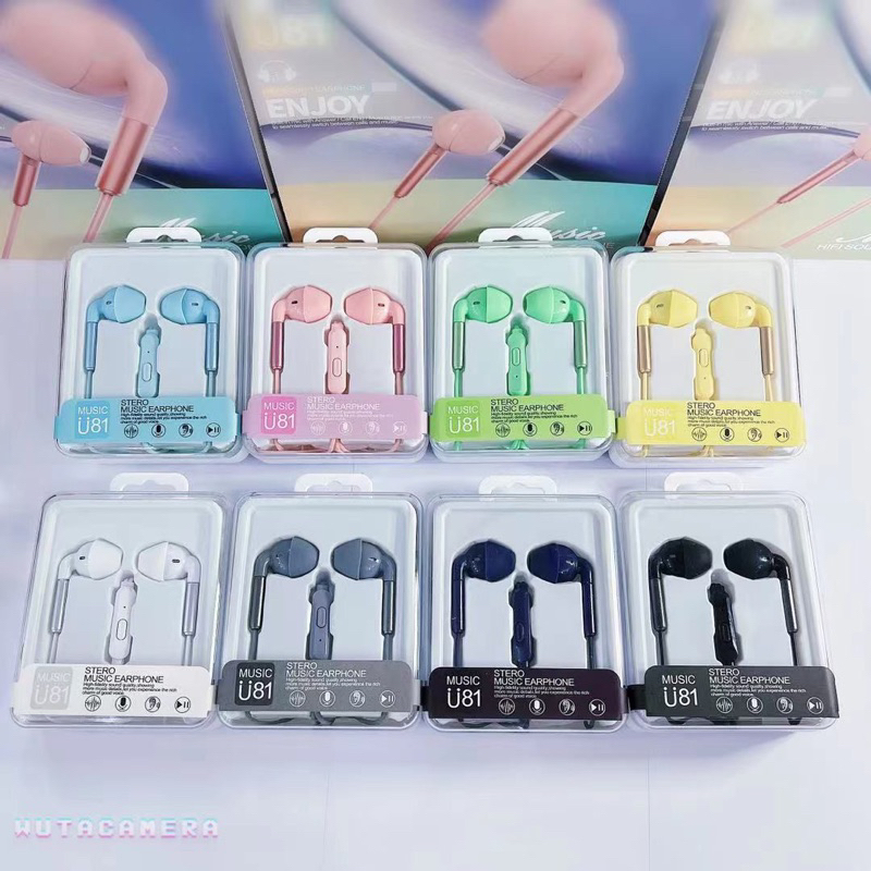 Haeadset Macaron Bass Unik Free Kotak Sesuai Gambar / Headset Warna U81