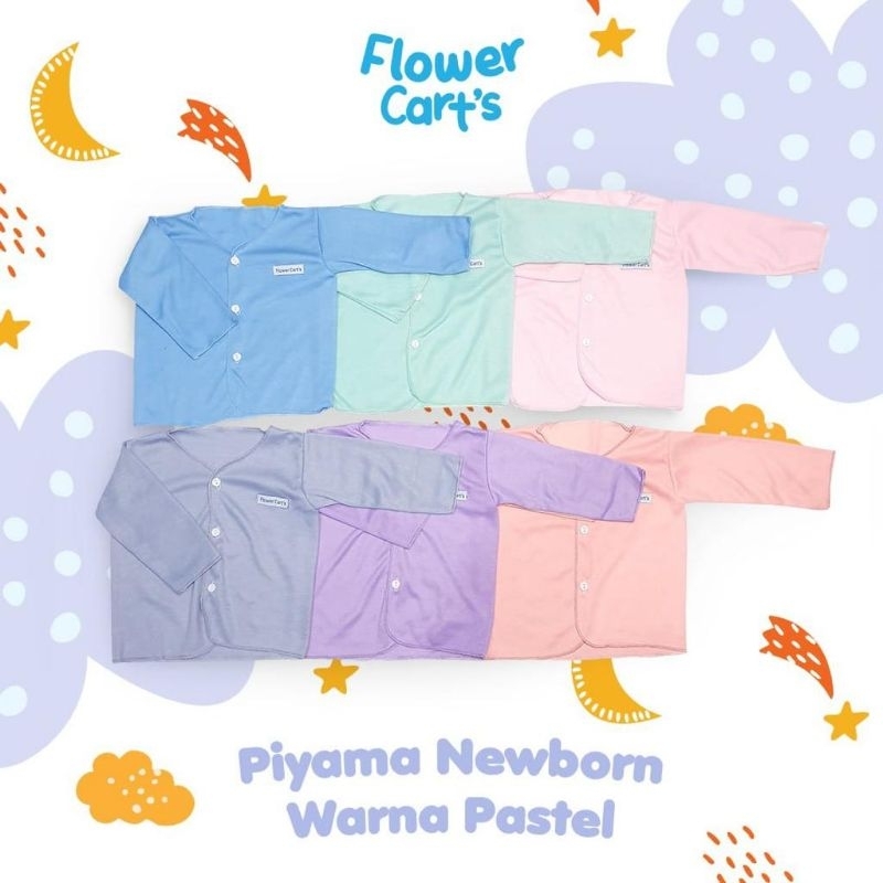 3 Pcs Baju Atasan Bayi FLOWER CART'S Buntung/Pendek/Panjang 0-6 Bulan