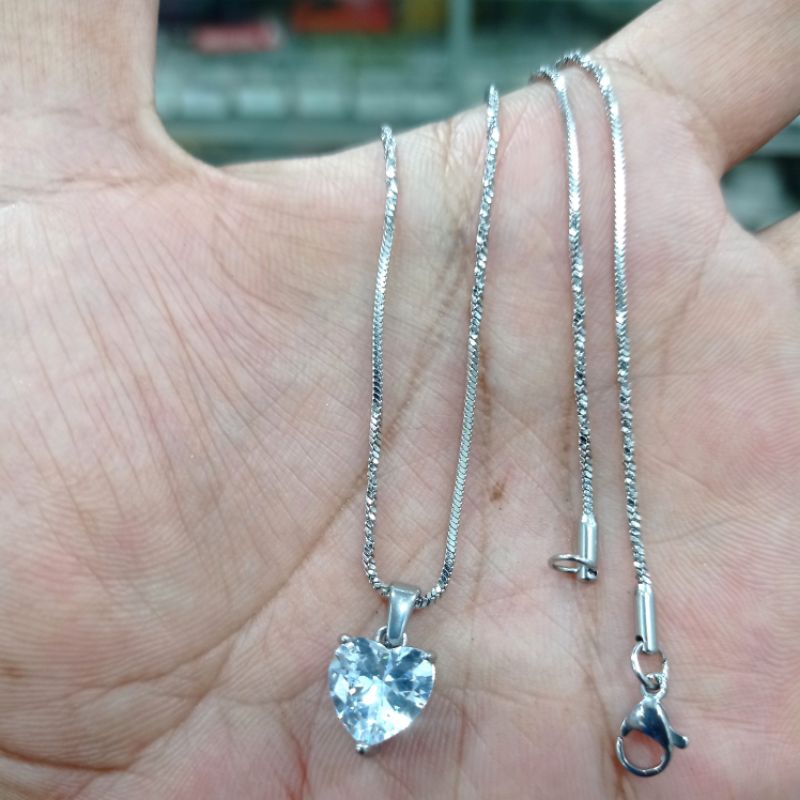 kalung titanium silver anti luntur perhiasan wanita