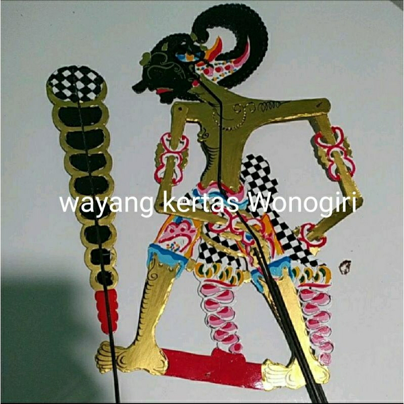 wayang kertas Bima Werkudara dan gada