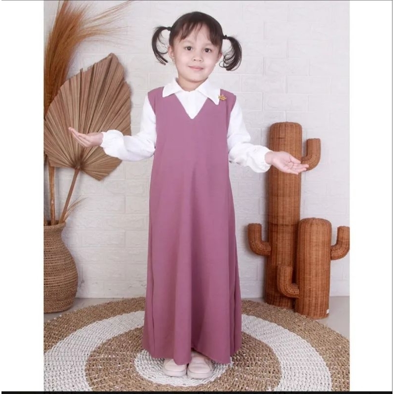 Gamis Anak Flora Uragiri Inner kameja Crinkle Airflow 5-9TAHUN