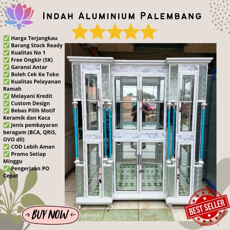 LEMARI HIAS 4 PINTU ALUMINIUM MURAH PALEMBANG