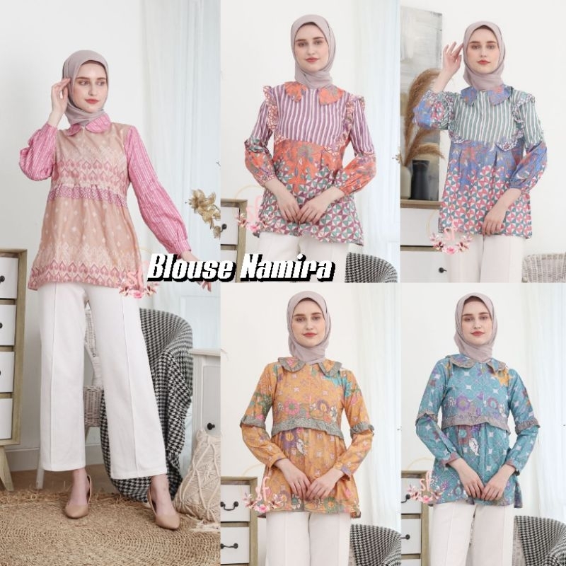 New Blouse Batik Namira Atasan Batik Wanita Modern Seragam Batik Kantor