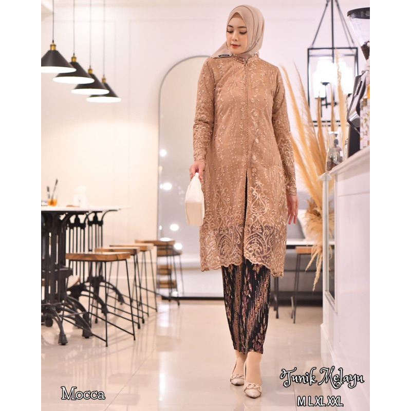 Permata Olshop / Setelan Kebaya Tunik Melayu SK / Kebaya Tunik Payet Busui / Kebaya Baju Kurung Berpayet