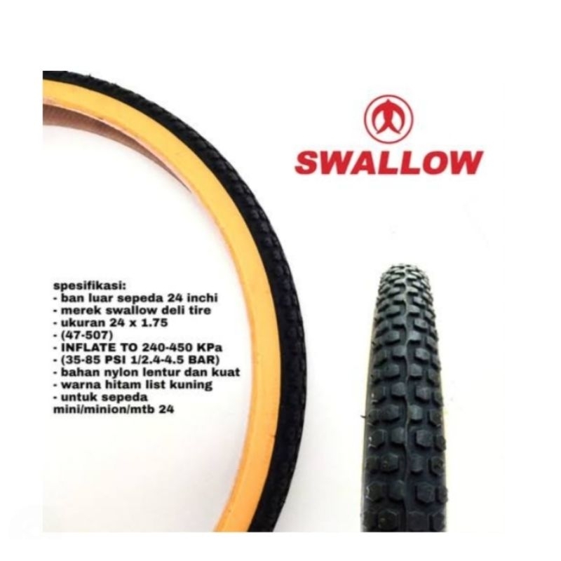 ban luar sepeda 20x1.75  dan 24x1.75 dan 26x1.75 swallow kuning