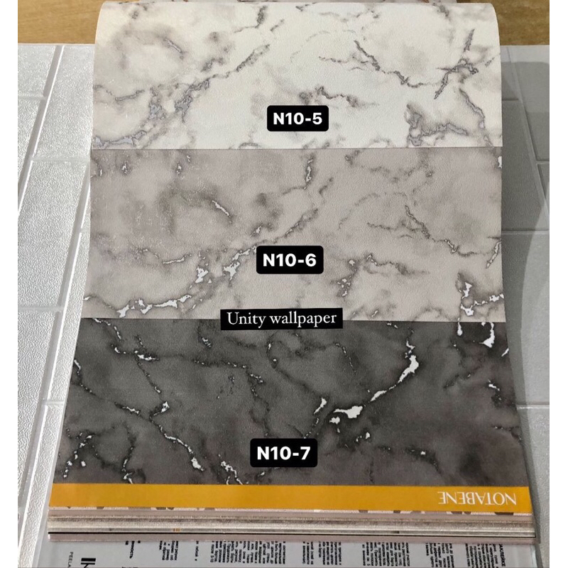 Wallpaper Dinding Motif Granit Marmer Abstrak Putih Hitam NOTABENE