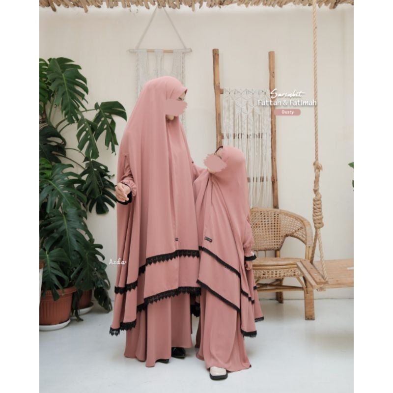 (READY CASHBACK) Gamis Dewasa Syari Khimar Fatimah Gamis Kids Original By Azda