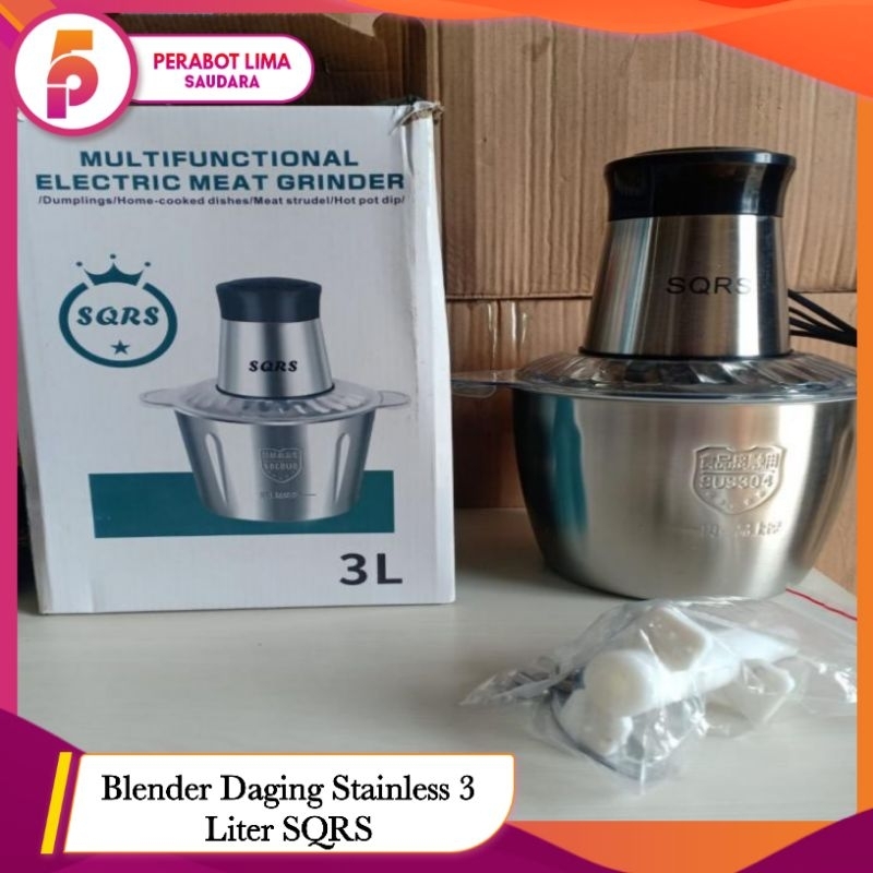 Blender Daging Stainless 3 Liter SQRS / Blender 3 Liter Serbaguna / Meat Grinder Chopper Stainless s