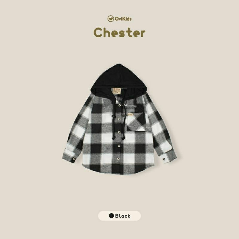 OVIKIDS CHESTER-Kemeja Flanel Hoodie Anak Laki-laki Perempuan (2-7/8 Tahun)