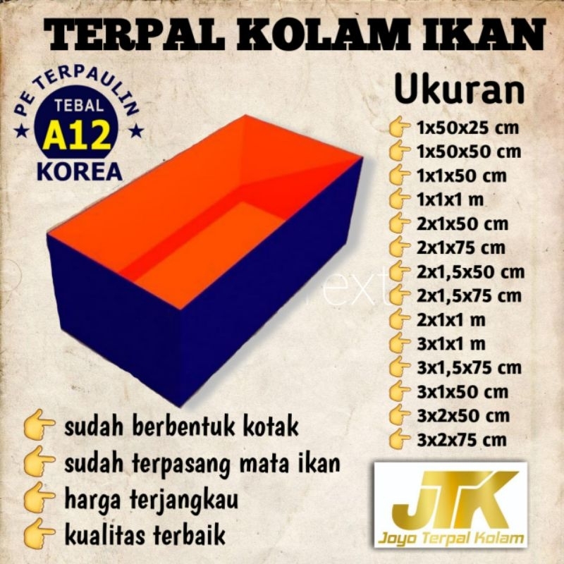 kolam Terpal Ikan terpal kolam Tipe A5 A8 A12 A15 terpal kotak terpal kolam tebal