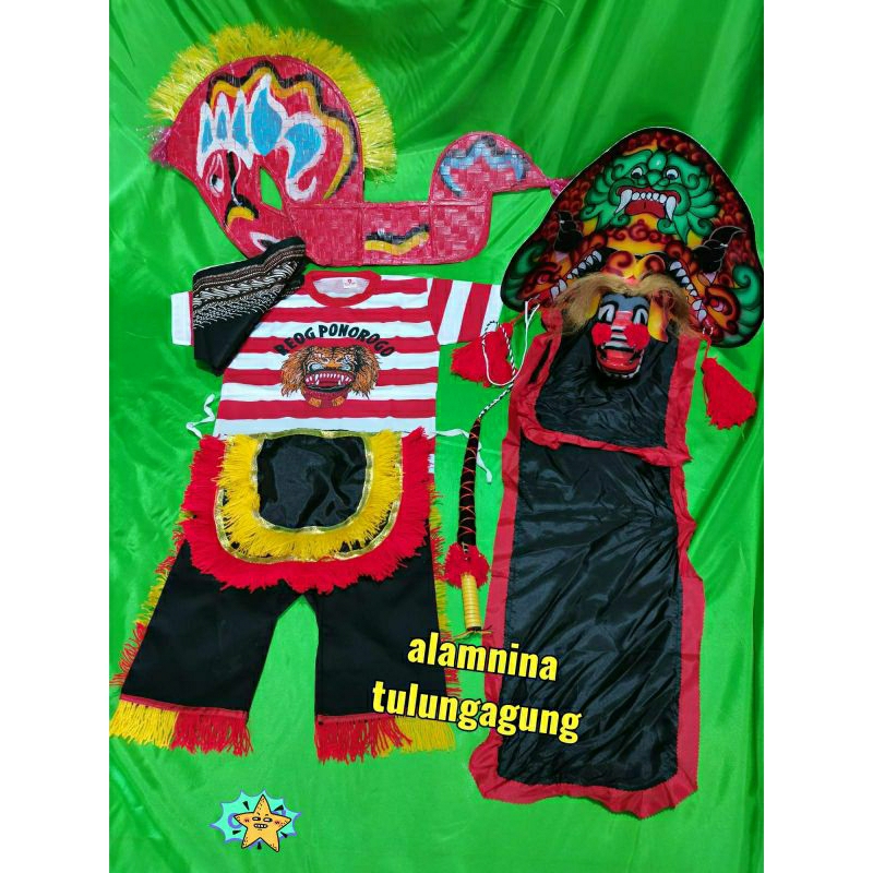 setelan kaos reog ponorogo barongan kayu kuda lumping cambuk udeng jawa