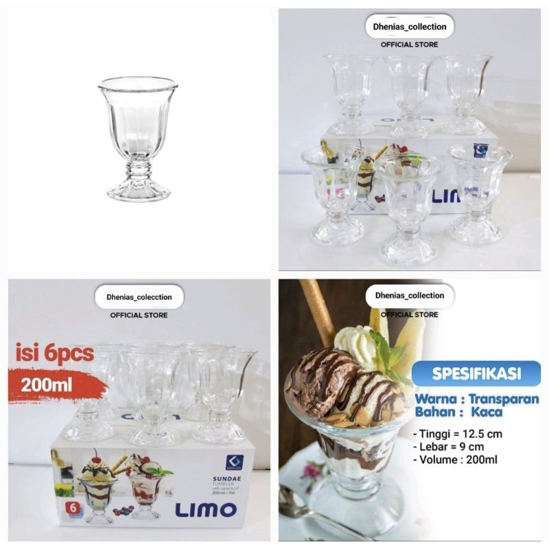 kimglass gelas kaca limo 6 pcs gelas es krim