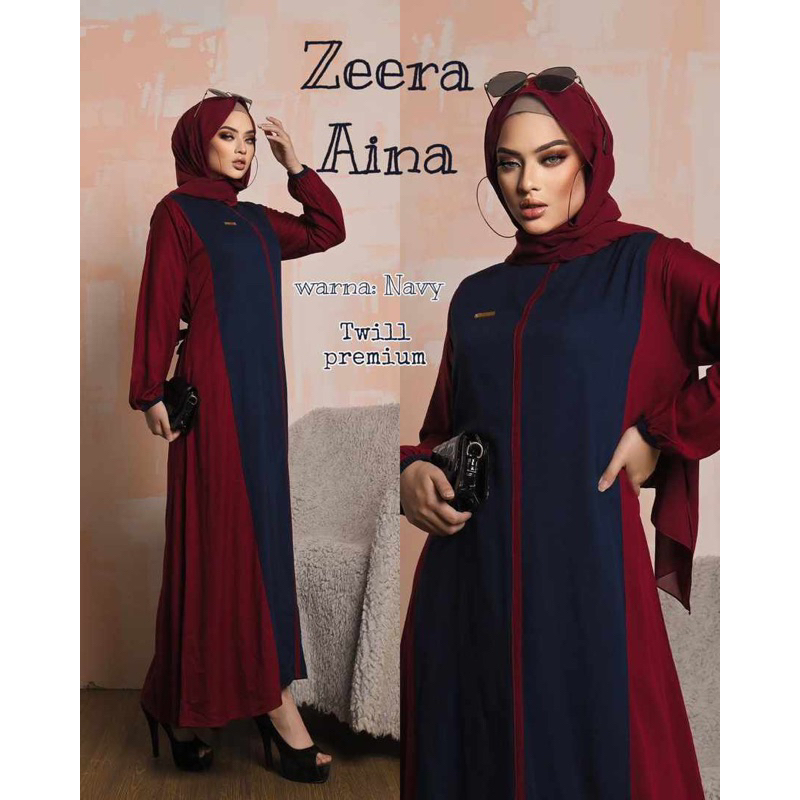 Daster Arab Zeera AINA Maxi Dress Gamis Twill Premium