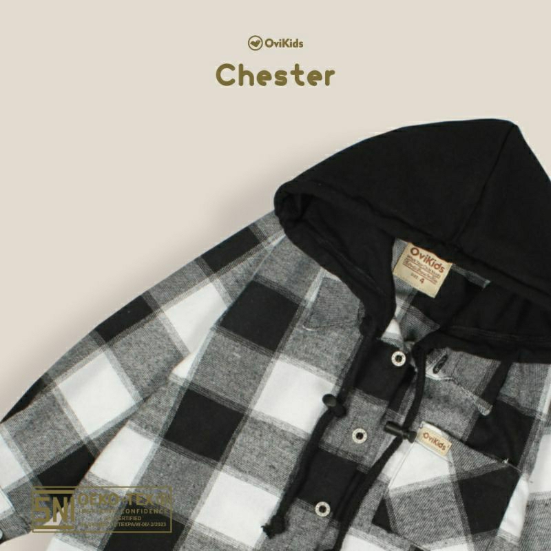 OVIKIDS CHESTER-Kemeja Flanel Hoodie Anak Laki-laki Perempuan (2-7/8 Tahun)