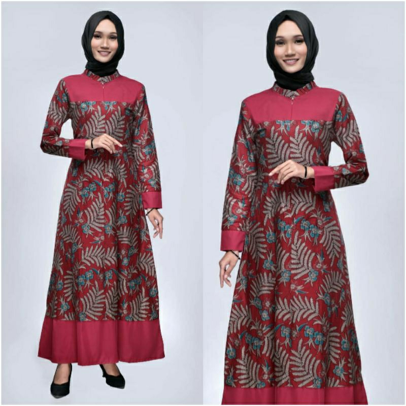 Couple Batik Gamis Modern Jumbo 4L-5L Sarimbit Longdress Muslim Seragam Pasangan Keluarga Big Size ATR