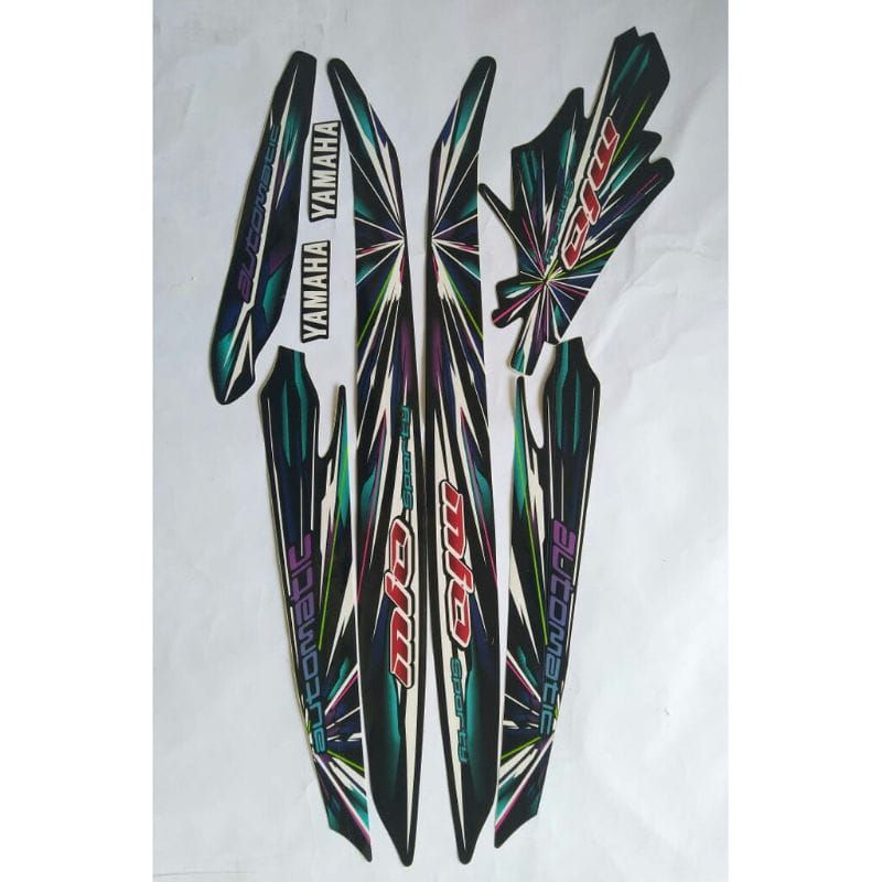 stiker striping yamaha mio sporty 2008 hitam, biru, putih, merah