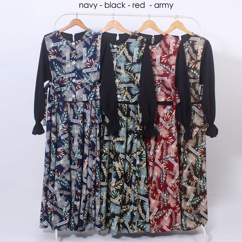 GROSIR ( 65 rb x  6 pcs  )-KODE -198- GAMIS LEBARAN PRINTING VOXY