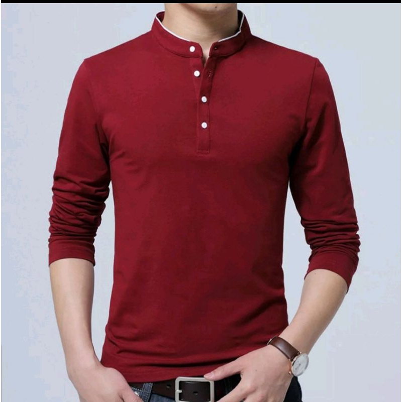 baju kaos pria kerah Shanghai kancing