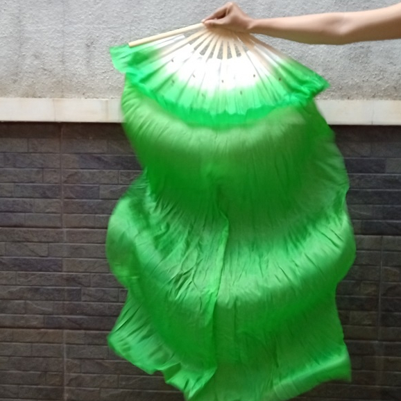 Kipas Tangan Anak Bambu Sutra Cina Panjang 120 cm Aksesoris Nari Alat Tari Props Tamborine Gereja Belly Dance Tamborin