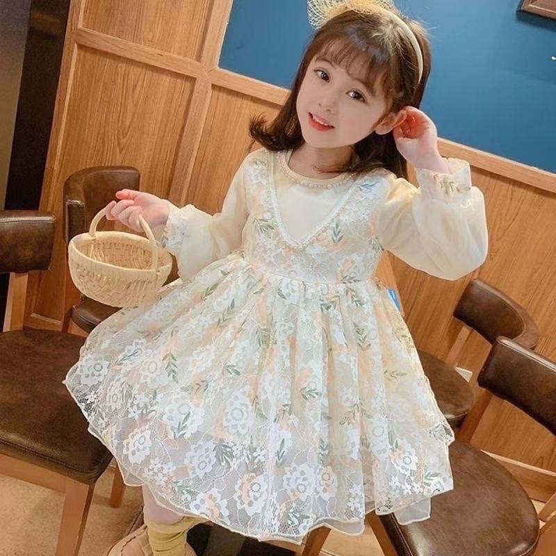 Pretty White Lace Dress Brukat Putih Anak Perempuan Korean Style Import