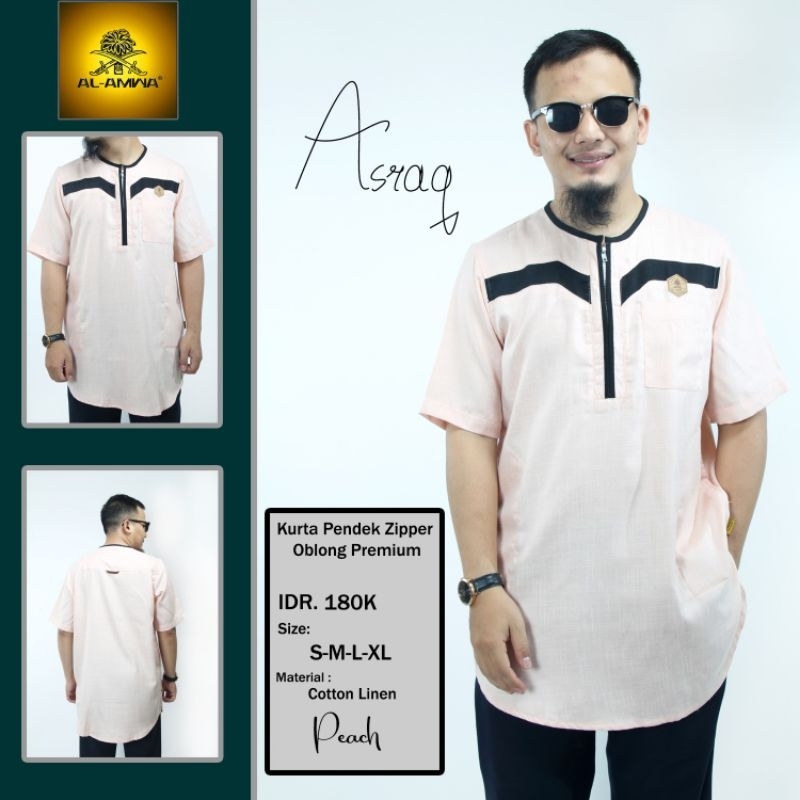 Kurta Lengan Pendek Merk Al Amwa Baju Muslim Pria