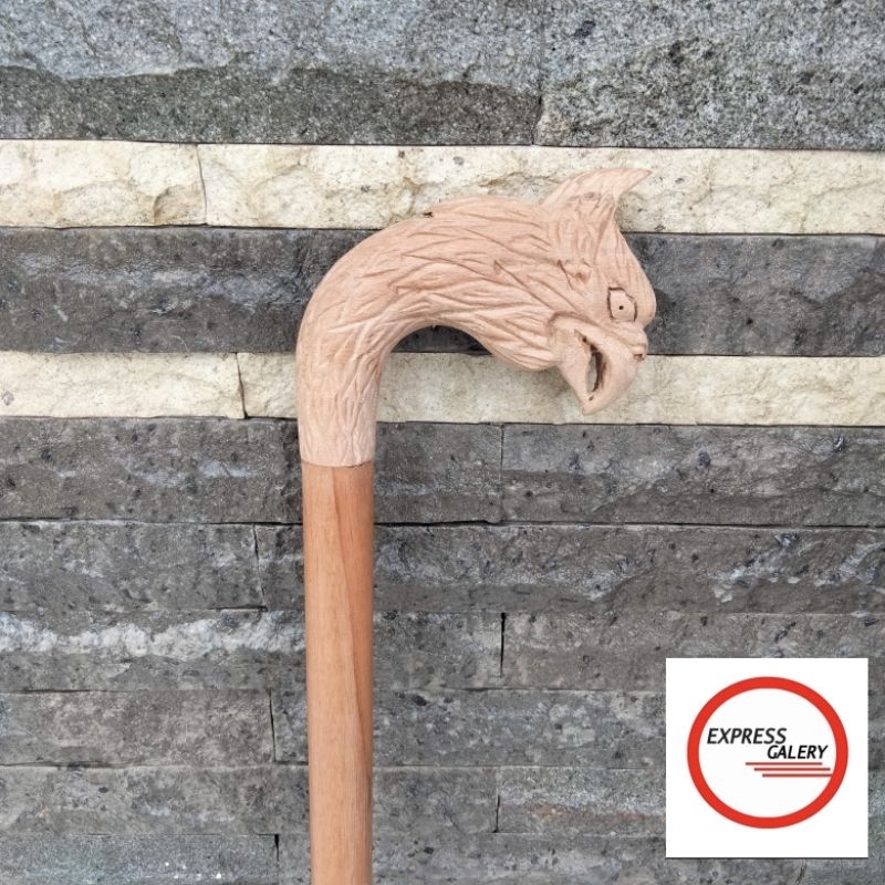 tongkat jalan kayu bidara arab ukir burung garuda x859