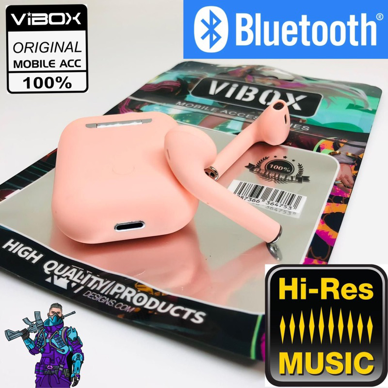 Vibox i12 BT macaron Warna TWS Bluetooth 5.0 Earphone Earbud Olahraga Wireless Earphones Nirkabel Headset With Mic Promo Sen