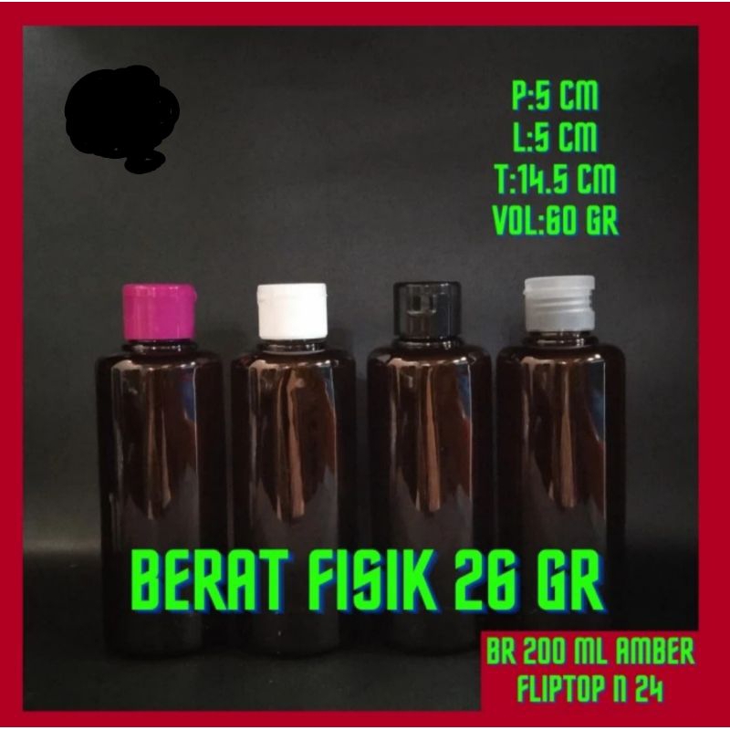 Botol 200ml Botol Fliptop 200ml Cokelat Botol Plastik 200ml Amber Tutup Fliptop Tebal PET