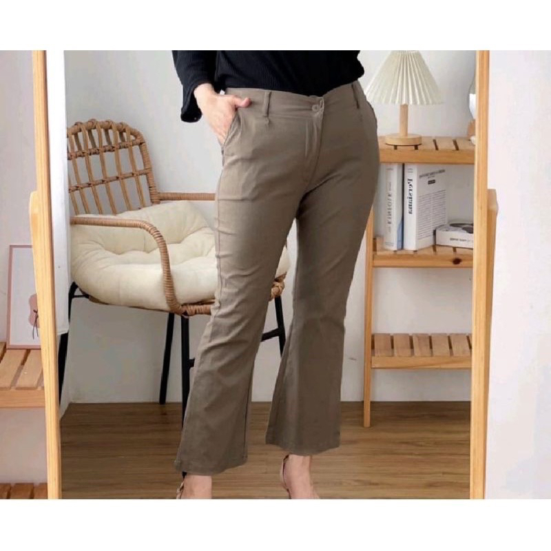 Celana Cutbray Basic Pants Resetling Celana Wanita Bestseller