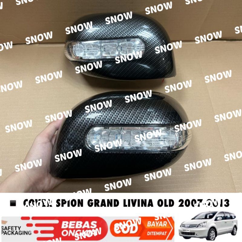 Cover Spion Grand Livina Lama Old 2007 2010 2013 Chrome Hitam Carbon Lampu