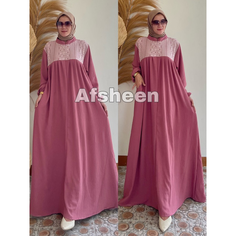 GAMIS DRESS QUILA CRINKEL AIRFLOW MIX BRUKAT MALIKA PREMIUM/GAMIS JUMBO BRUKAT POLOS