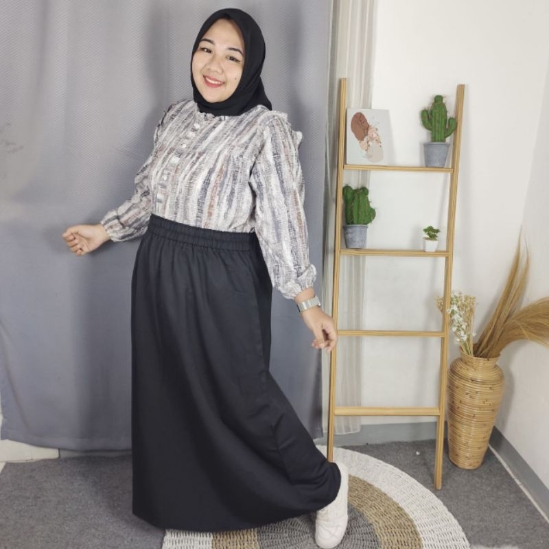 BALJUM [BIGSIZE/JUMBO] Rok Balotelli Jumbo / Bigsize Panjang Polos Muslimah (Premium) XXXL (COD)