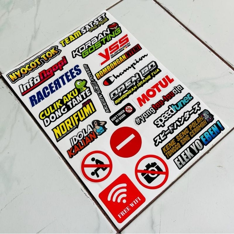 STICKER PACK RACING STICKER MOTOR HARGA PERLEMBAR LAMINASI GLOSY SUDAH DI TERPOTONG RAPI