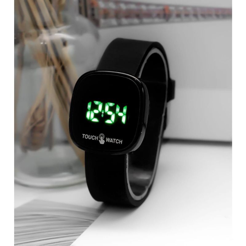 (Cod)Jam Tangan Wanita Led Watch Touch Scren Murah New Led Putih Digital Strap Rubber/Karet(Dikirim Jakarta)