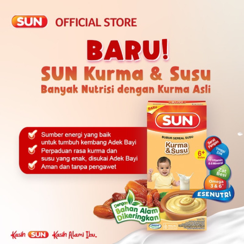 SUN BUBUR CEREAL 120gr BOX / SUN MPASI BUBUR BAYI 6 BULAN / MPASI 6 BULAN / SUN BERAS MERAH / SUN PISANG / SUN KACANG HIJAU / SUN MPASI 6 BULAN / BUBUR BAYI