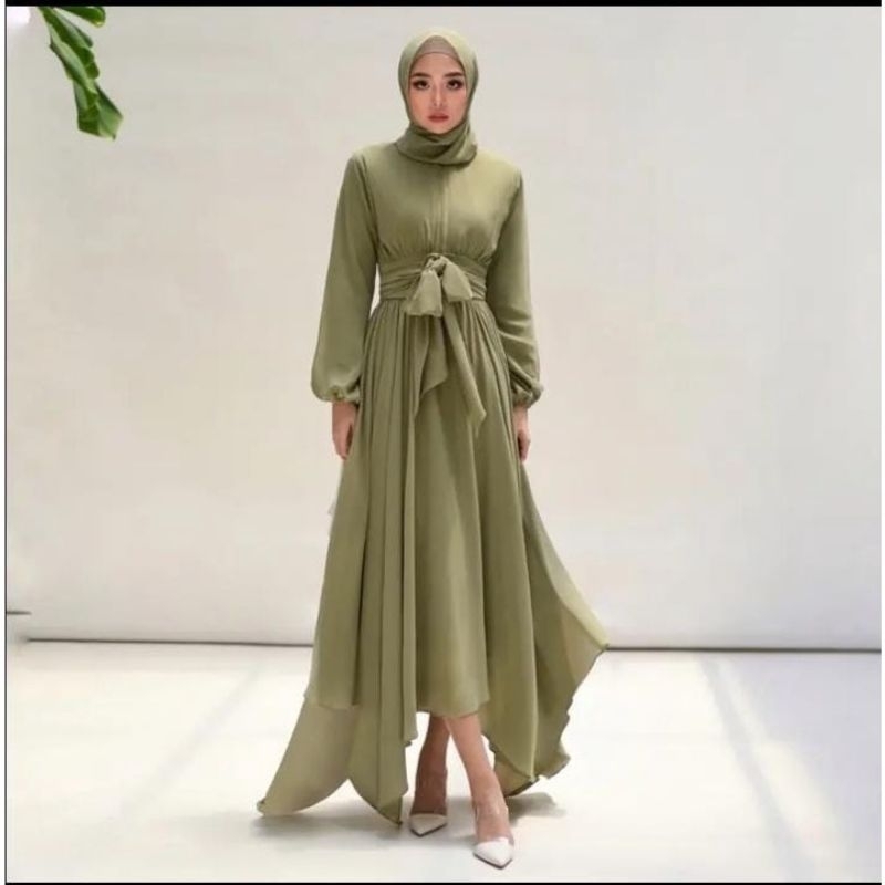 GAMIS FLORIDA TALI CERUTI  PREMIUM GAMIS LEBARAN SIMPEL ELEGAN POLOS