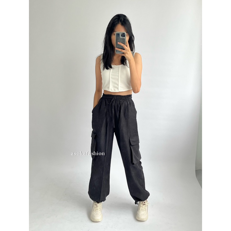 ASOKA Marion Pants Corduroy 1990 - Jogger Cargo pants - Celana Wanita Gorpcore unisex