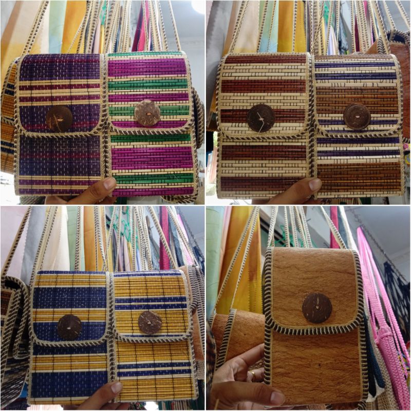Tas Selempang Hp Rotan & Kulit Kayu