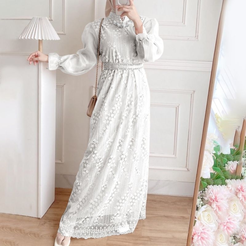 MAXY MOUREN MOTE, BRUKAT MOSCREPE, GAMIS HIJAB MUSLIM, MAXY DRESS, 3 UKURAN