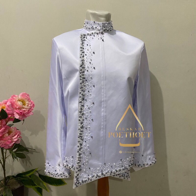 Beskap surjan / beskap jawa / beskap adat jogja / beskap pengantin putih payet elegan premium
