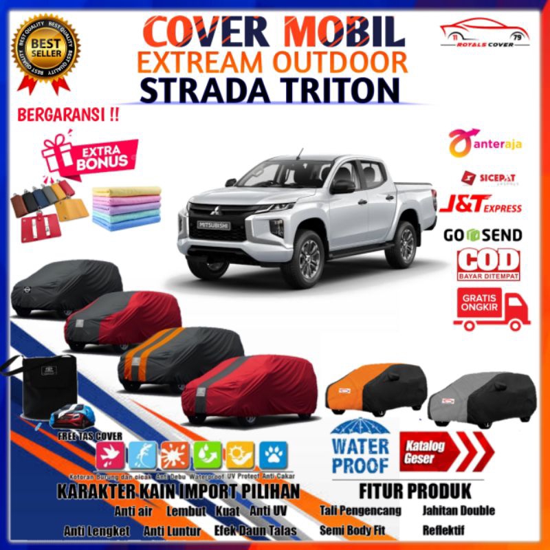 Body Car Cover Mobil Mitsubishi Strada Triton 2015 2016 2017 2018 2019 2020 2021 Sarung Selimut Tutup Penutup Mantel Pelindung Mantol Slimut Kerudung Jas Klambu Tudung Kerodong Kelambu Terpal Krudung Krodong Tutupan Indoor Outdoor Waterproof Anti Air