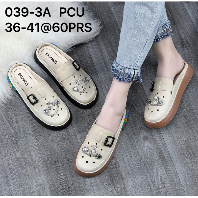 Sandal Jelly Balance 039-3A Sandal Jelly Bustong Motif Rantai Silver Bear Terbaru