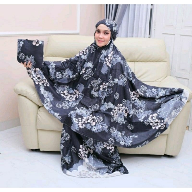 Mukena Bunga Krisan - Hitam