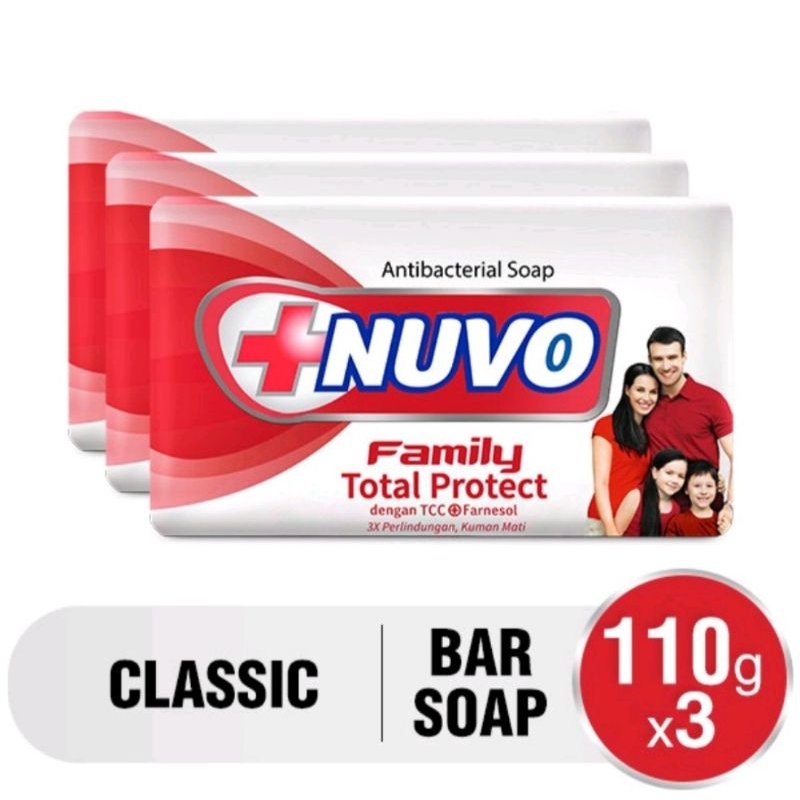 Nuvo sabun batang family total protect 3x110gr ukuran jumbo