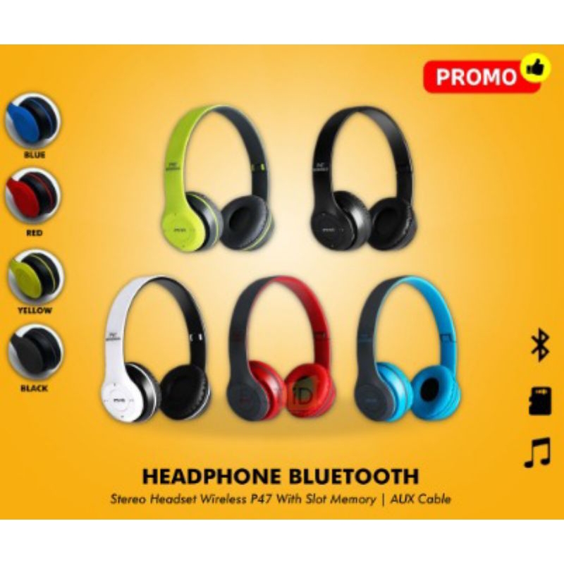 HEADPHONE Bluetooth Gaming Headset Wireless Pro Bass P47 headset Bluetooth p47 headset bluetooth