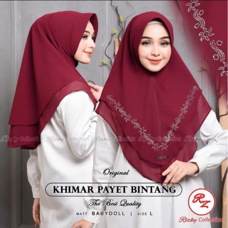 Khimar Ceruty 2 Layer Payet Press - Hijab Ceruty Instan