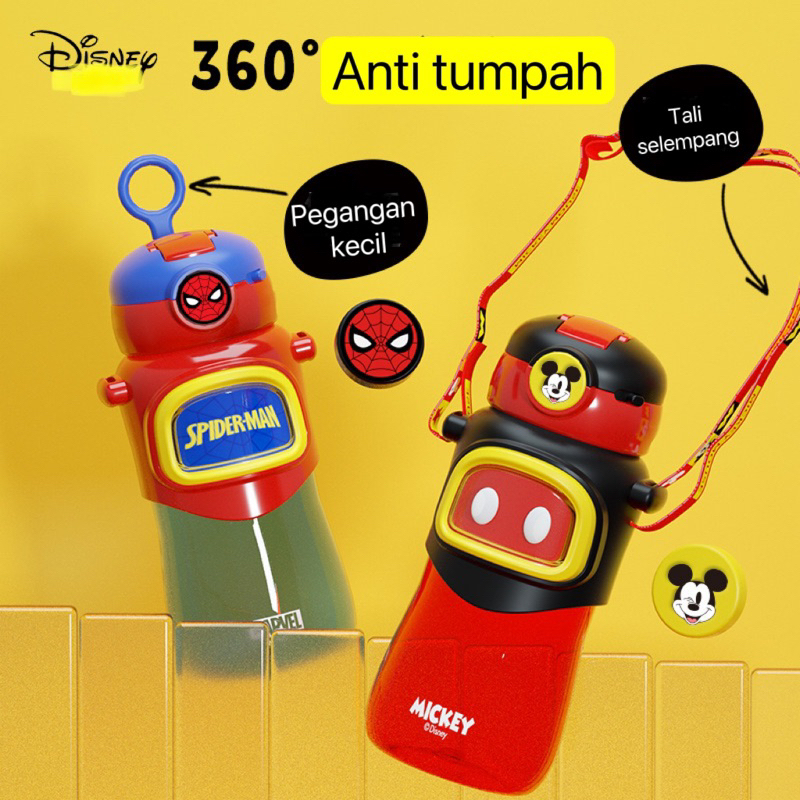 Botol Minum Anak Spiderman Mickey Minnie model sedotan tebal / Botol Minum Anak Sprout