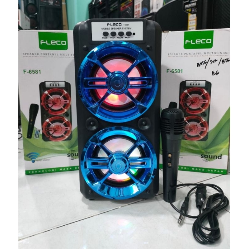 Speaker Portabel Fleco F-6581 Free Mic Bluetooth Karaoke
