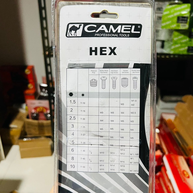 Kunci L Set Hex Hex CAMEL 9 Pcs Panjang Segi 6 Segi Enam - L Hex Key Extra Long Flat End